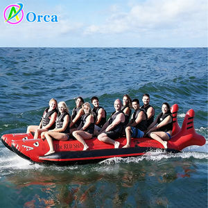 <span class=keywords><strong>Banana</strong></span> Boat remolcable comercial 8 personas Tiburón inflable <span class=keywords><strong>Banana</strong></span> Boat Equipo de juego de agua de una sola fila Aventuras acuáticas divertidas - Product Image 1