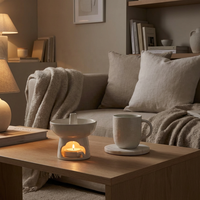 Brûleur d'encens en céramique blanche fait main de haute qualité, chauffe-cire pour bougies, lampe à huile d'aromathérapie avec design ajouré