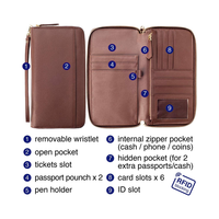 Organisateur de documents de voyage Multi Slot Voyage RFID Passeport Portefeuille Portefeuille Famille En Cuir Logo Personnalisé Conception avec Dragonne
