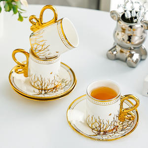 Ensemble de 6 tasses à café turques vintage de luxe, petites, avec soucoupes, coffret cadeau, tasses à thé, tasses à expresso, pour thé aux fleurs - Product Image 3