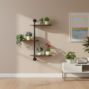 Étagères à plantes murales d'<span class=keywords><strong>angle</strong></span> BUTUNITA rotatives en bois rustique à 3 niveaux, résistantes à la rouille, gain de place, pour décoration intérieure - Product Image 3
