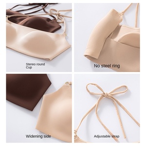 Soutien-gorge push-up pour femme, style collier, pour petites poitrines, sexy, dos élégant, bretelles fines, sans couture, invisible, dos nu - Product Image 4