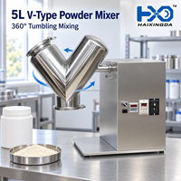 Équipement de mélange de poudre robuste de type V de 5 L pour le mélange de poudres métalliques, fonction de rotation continue, tambour fiable en acier inoxydable