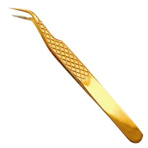 Pinzas para Pestañas de Acero Inoxidable con Punta de Fibra, Color Oro Rosa |   Herramienta de Precisión para Pestañas Gold Feather Dolphin Blooming - Duradera - Product Image 5