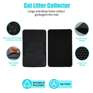 Wholesale Double Eva <b>Cat</b> Litter Mat Foldable Washable Pet Honeycomb Leaky Sand Mat <b>Cat</b> Litter <b>Box</b> Cleaning Mat - Product Image 3