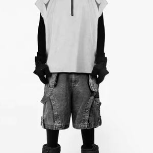 กางเกงยีนส์ขาสั้นดีไซน์พิเศษ คุณภาพสูง เนื้อผ้าหนา ยอดนิยม กระเป๋าแบบสั่งทำ  สไตล์สตรีทแวร์  งานฟอกสี - Product Image 5