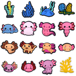 Adorables y coloridos dijes de <span class=keywords><strong>PVC</strong></span> para zapatos con diseño de salamandra de dibujos animados, coral marino, para zuecos y zapatillas deportivas - Product Image 4