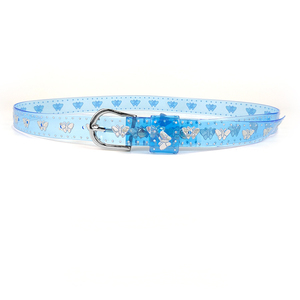 <span class=keywords><strong>Cintura</strong></span> Sottile Y2K in PVC Trasparente <span class=keywords><strong>con</strong></span> Stampa a Farfalla, Fibbia in Lega e Design a Cuore <span class=keywords><strong>con</strong></span> Glitter Argentato - Product Image 2