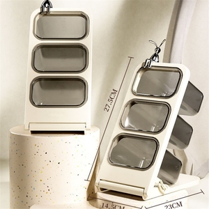 Boîte de rangement de bureau en plastique, idéale pour la rentrée scolaire, organiseur de stylos incliné à trois niveaux, simplicité moderne, pour papeterie et cosmétiques - Product Image 3