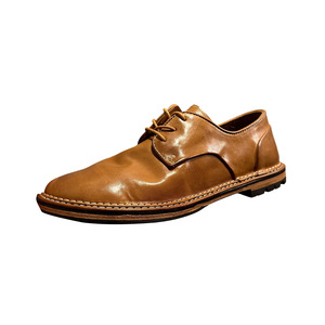 Chaussures Derby en cuir faites à la main pour hommes, en cuir véritable, à lacets, pour le bureau, décontractées, à talon bas, couleur unie marron - Product Image 5
