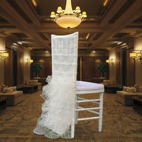 Housse de chaise décorative en dentelle, couvertures fantaisie à volants, blanc, pour mariage