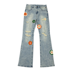 Pantalon en jean évasé vintage à motifs floraux, avec poches latérales fonctionnelles, pour un style Hip Hop, High Street, Punk, au quotidien - Product Image 5