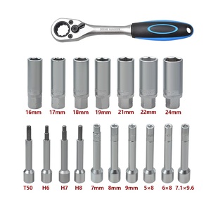 ラチェットレンチを含む18個1/2ドライブステアリングハブサスペンションショックアブソーバーストラットナット取り外しツールソケットキット - Product Image 5