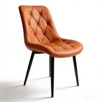 Chaise de salle à manger en cuir PU, style américain, moderne, colorée, orange, pour restaurant, avec dossier confortable et pieds en métal