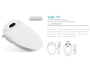 Housse de siège de bidet électrique intelligent avec télécommande et siège de toilette rond chauffant Caractéristiques de toilette intelligentes avancées - Product Image 6