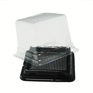 Customized Plastic Square Cake Tray Packaging Mini Tiramisu Plastic Cupcakes Containers With Lid For Cupcake Shop