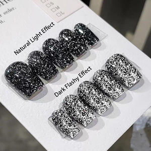 UR SUGAR Esmalte de Gel con Lentejuelas Negras de 15 ml, Esmalte de Gel Reflectante con Diamantes Triturados de Superbrillo OEM para Decoración de Uñas - Product Image 2