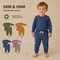Ensemble 2 pièces haut et pantalon à manches raglan pour bébé, vêtements côtelés doux pour enfants, pyjama, tenue