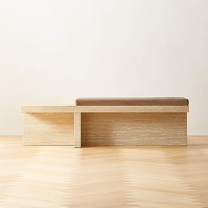 Muebles modernos, taburete de extremo de cama de mármol Natural, Banco tapizado Interior <span class=keywords><strong>para</strong></span> sala de estar, silla, Banco de travertino con cojín de terciopelo - Product Image 2