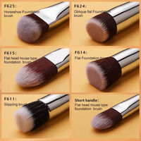 Set de Brochas de Maquillaje de Alta Calidad con Mango de Madera, Incluye Brocha Grande Plana Angulada para Base y Brocha para Difuminar, Marca Privada