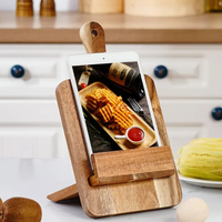 Support de livre de cuisine en bois d'acacia de qualité supérieure, support de livre de recettes en bois pour comptoir de cuisine, support de lecture pour tablette en gros