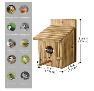Para exteriores con poste Casa de madera para mascotas para Pinzón Bluebird Cardinals Liquidación colgante Jardín Cabañas de campo Casas de madera para pájaros - Product Image 4