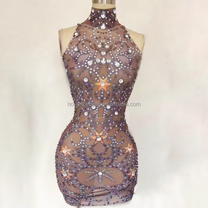 Novance เสื้อผ้าฤดูร้อน Y2523สำหรับผู้หญิงมินิเดรสผ้าตาข่ายแขนกุดสุดเซ็กซี่สำหรับไปคลับมินิเดรสสั้นประดับด้วยเลื่อมคริสตัลแวววาว - Product Image 1
