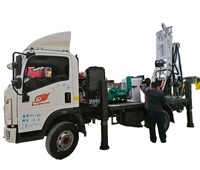 Foreuse de forage profond montée sur camion de 300 m, moteur de 74 kW avec pompe à boue, machine de forage minière DTH, foreuse hydraulique pour puits d'eau