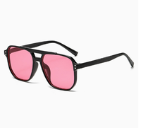 Nouvelle Tendance Lunettes de Soleil Oversize Rétro à Double Pont Rayures Noires et Blanches Élégantes pour Femme Monture Carrée en PC
