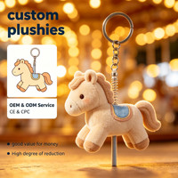 Porte-clés en peluche Cheval de carrousel en gros, Adorable breloque de sac en forme d'animal en peluche de carnaval