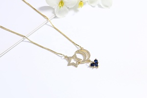เครื่องประดับหรูหรา Hd Jewelry แฟชั่นทอง 18K ชุบทองรูปหัวใจและดาว ประดับเพชรคิวบิกเซอร์โคเนีย Aaa สร้อยคอจี้สำหรับผู้หญิง - Product Image 3