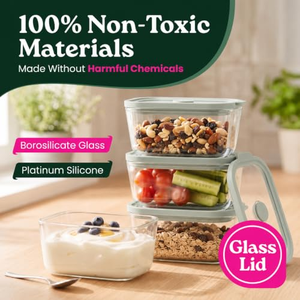 Conteneur de conservation en verre borosilicate sans BPA, compatible micro-ondes et lave-vaisselle, écologique, avec couvercle en verre pour la rentrée scolaire - Product Image 4