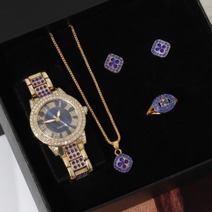 Wholesale 2025 New Fashion Blue Series <strong>Women's</strong> Quartz <strong>Watch</strong> Necklace, Ring, Earring Jewelry <strong>Set</strong> - Product Image 2
