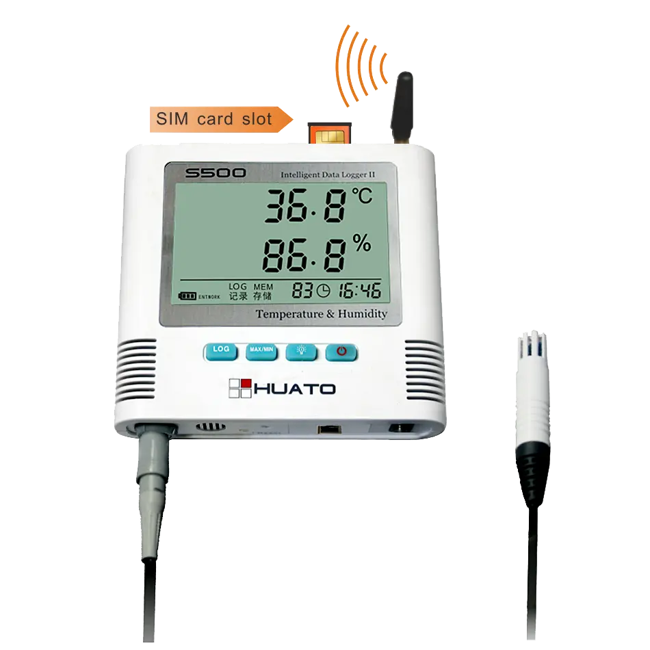 Registrador de datos meteorológicos GSM mensaje Alarma S500 Registrador de datos de temperatura y humedad WIFI