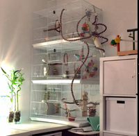 Cage à oiseaux en fer forgé de grande taille avec support roulant pour perroquets, calopsittes, conures, perruches et canaris