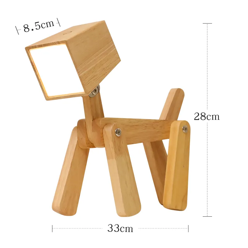 Batteria senza fili camera dei bambini Lovely Animal dog LED WoodenTable Lamp con sensore touch