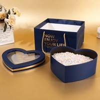 Shaher Marke Luxuriöse Mattschwarze Herzförmige Blumen-Geschenkbox mit Klarsichtfenster, Vierfarbiger Aufdruck, Individuelles Logo, Stabile Kartonbox