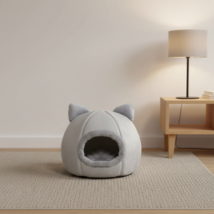 Winter-Halbgeschlossene Niedliche Katzenhöhle, Selbstheizende Katzenmatte, Komfortables Waschbares Haustierbett, Tierhaus zum Schlafen - Product Image 5