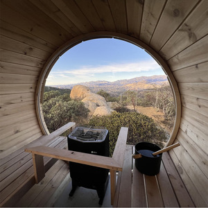 Sauna extérieur en <span class=keywords><strong>bois</strong></span> massif à 4 places, design moderne, avec verre panoramique <span class=keywords><strong>plat</strong></span> et poêle à <span class=keywords><strong>bois</strong></span> pour utilisation en villa - Product Image 2