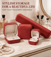 Coffret à bijoux en velours de haute qualité, assortiment de quatre couleurs, étui d'emballage personnalisé avec logo pour bijoux de mariage et de fiançailles