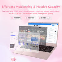 Ordinateur portable rose HD de 15,6 pouces, Intel Celeron N150, 12 Go de RAM, 512 Go de ROM, ordinateur portable portable, ordinateur portable de jeu