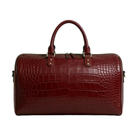 Sac de week-end personnalisé avec logo, petit MOQ 50 pièces, motif crocodile marron, sac de voyage grande capacité en cuir pour marques en ligne