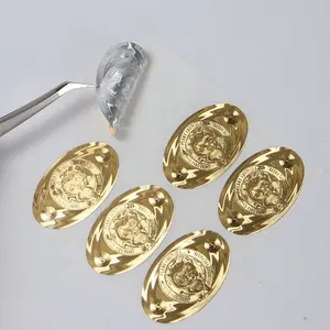 Adesivo oval 3d de ouro personalizado, folha de ouro com etiquetas