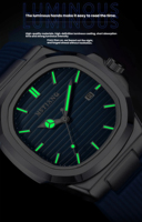 Reloj de Cuarzo MSTIANQ de Lujo para Hombre, Caja de Aleación, Correa de Silicona, Estilo Juvenil, Luminoso, Resistente al Agua, Moderno