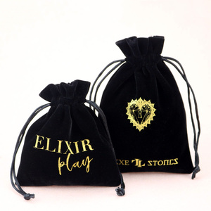 Wholesale Large Black Velvet Jewelry Packaging <b>Bag</b> with Custom logo Printed Suede Velvet Drawstring <b>Bag</b> Pouch <b>Dust</b> Proof - Product Image 6
