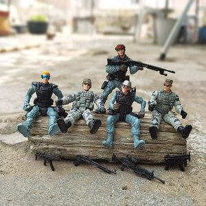 6 pièces/lot 9cm Armys Mini figurines ensemble de jeu avec armes en plastique jouet soldats de l'armée <span class=keywords><strong>Force</strong></span> hommes jouets pour enfants cadeaux soldats jouets - Product Image 4