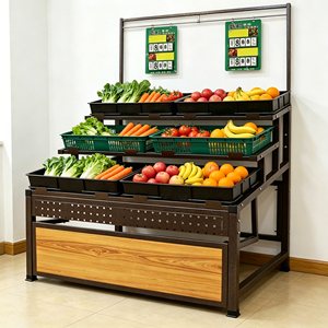 Estante Metálico de Varios Niveles para Exhibición de Frutas y Verduras, Exhibidor de Productos para Supermercados, Tiendas de Comestibles y Mercados - Product Image 1