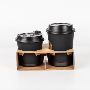 Çevre Dostu Çift Duvarlı Kraft Kağıt 2 Bardaklık Tepsi Tutucu Tek Kullanımlık Paket Servis Bardak Taşıyıcısı Sıcak İçecekler Kahve Çay için - Product Image 2