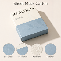 Boîte personnalisée pour masque facial en carton, gaufrage à sec, motif bois d'aloe et de rose, finition mate, carton couleur pêche, emballage cosmétique OEM