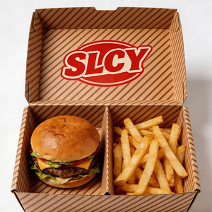 Boîte en papier kraft jetable, écologique, de qualité alimentaire, résistante à la graisse, pour les restaurants, les plats à emporter, les hamburgers, les poulets frits, les déjeuners, la restauration rapide - Product Image 1